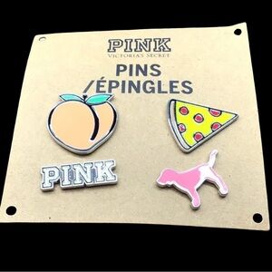 PINK Victorias Secret Enamel Pin Set Peach Pizza Dog
